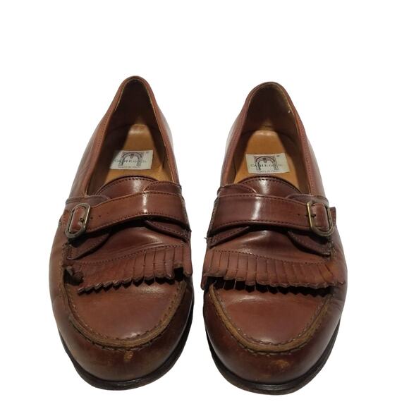Cable & Co. Shoes Mens 9.5 Kiltie Loafers Brown Leather Made in Italy - Picture 2 of 9